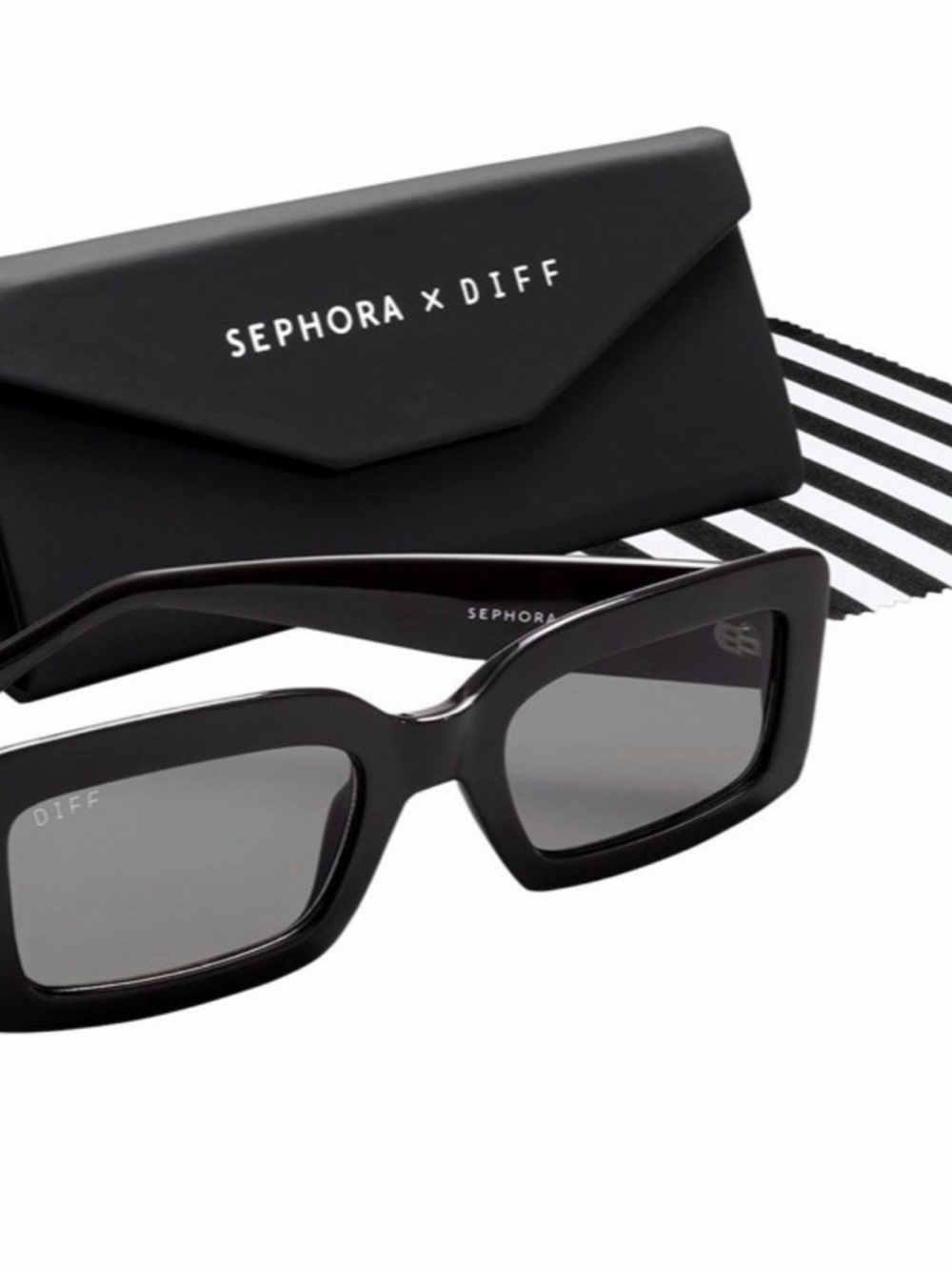Diff Eyewear x Sephora Black Rectangular Sunglasses